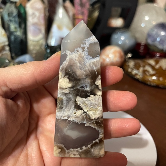 Flower Agate Crystal Tower Obelisk - Picture 5 of 5